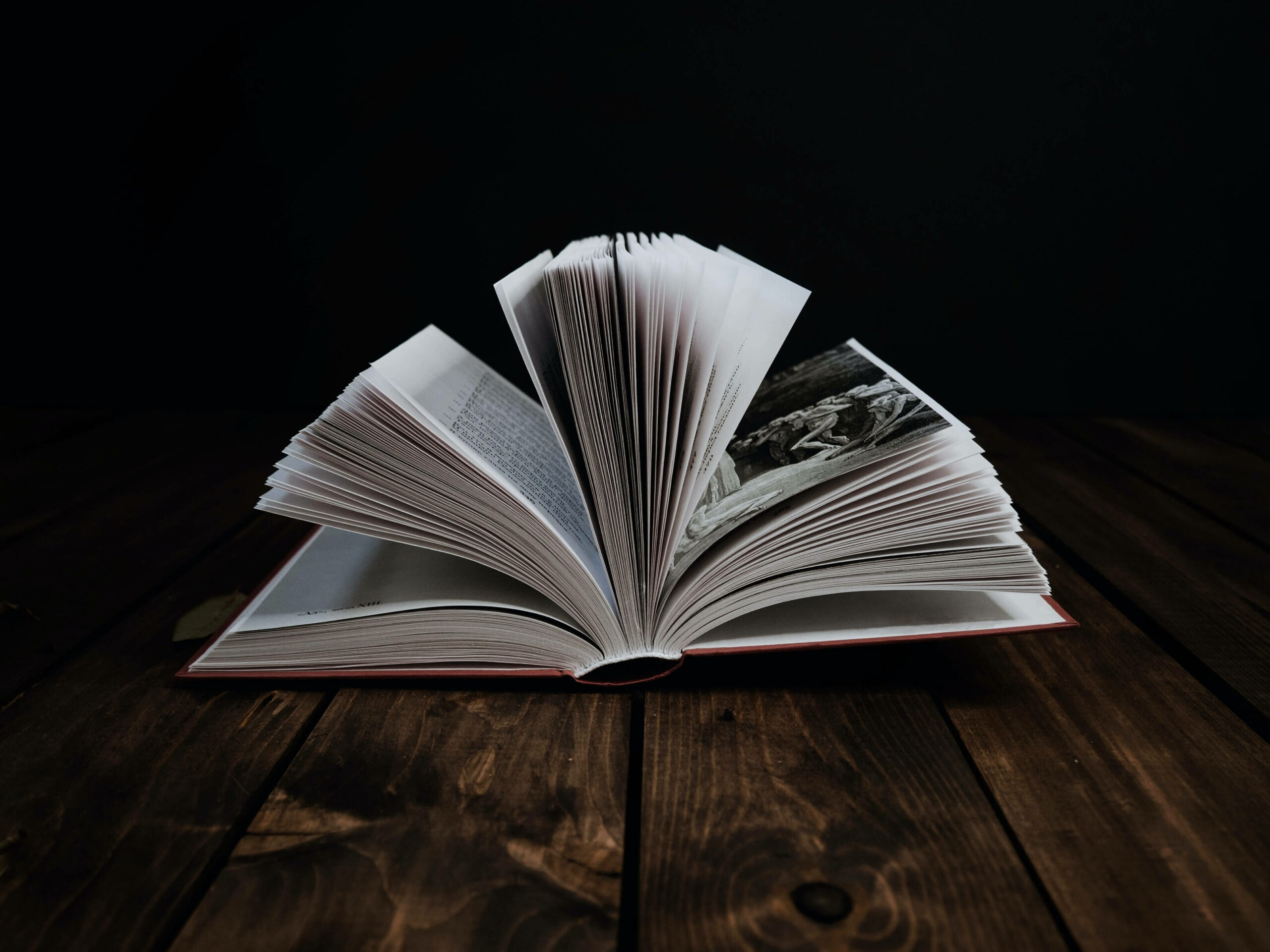 Open book on a table